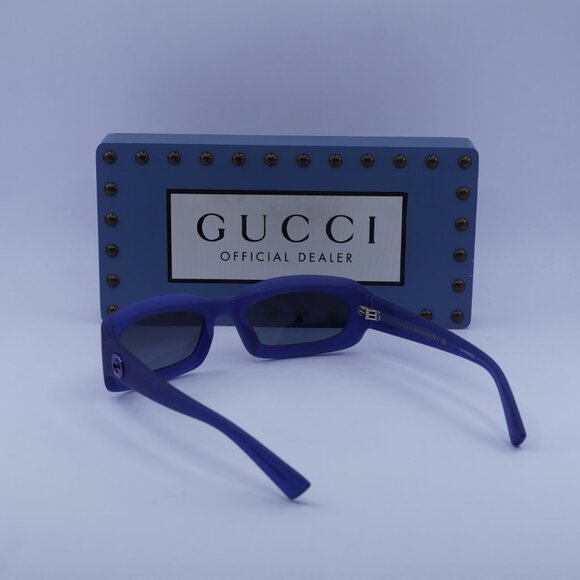 Gucci GG1786S 004 Rectangle Sunglasses - Milky Blue/Grey to Blue main image 11
